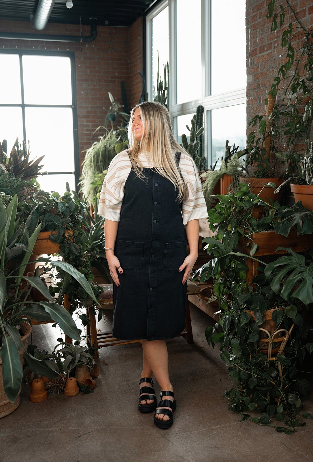 black overall dress midi Black Washed Denim Overall Dress