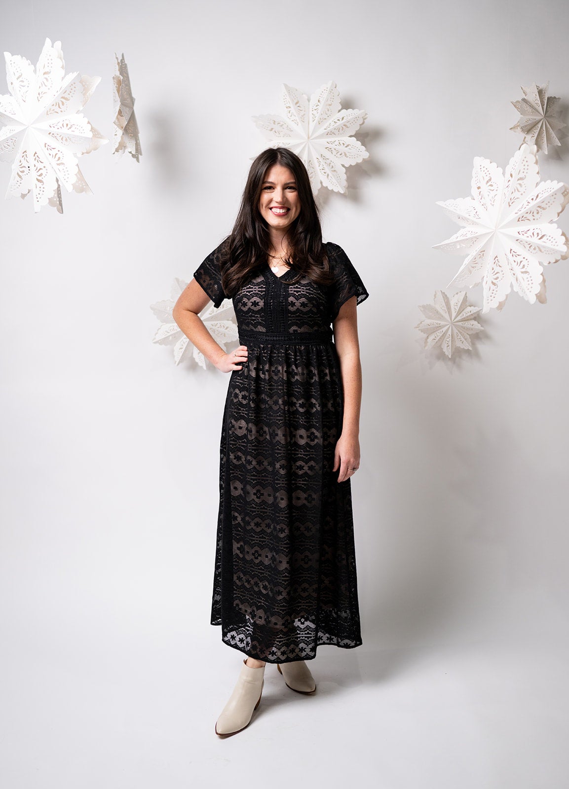 modest black lace dress