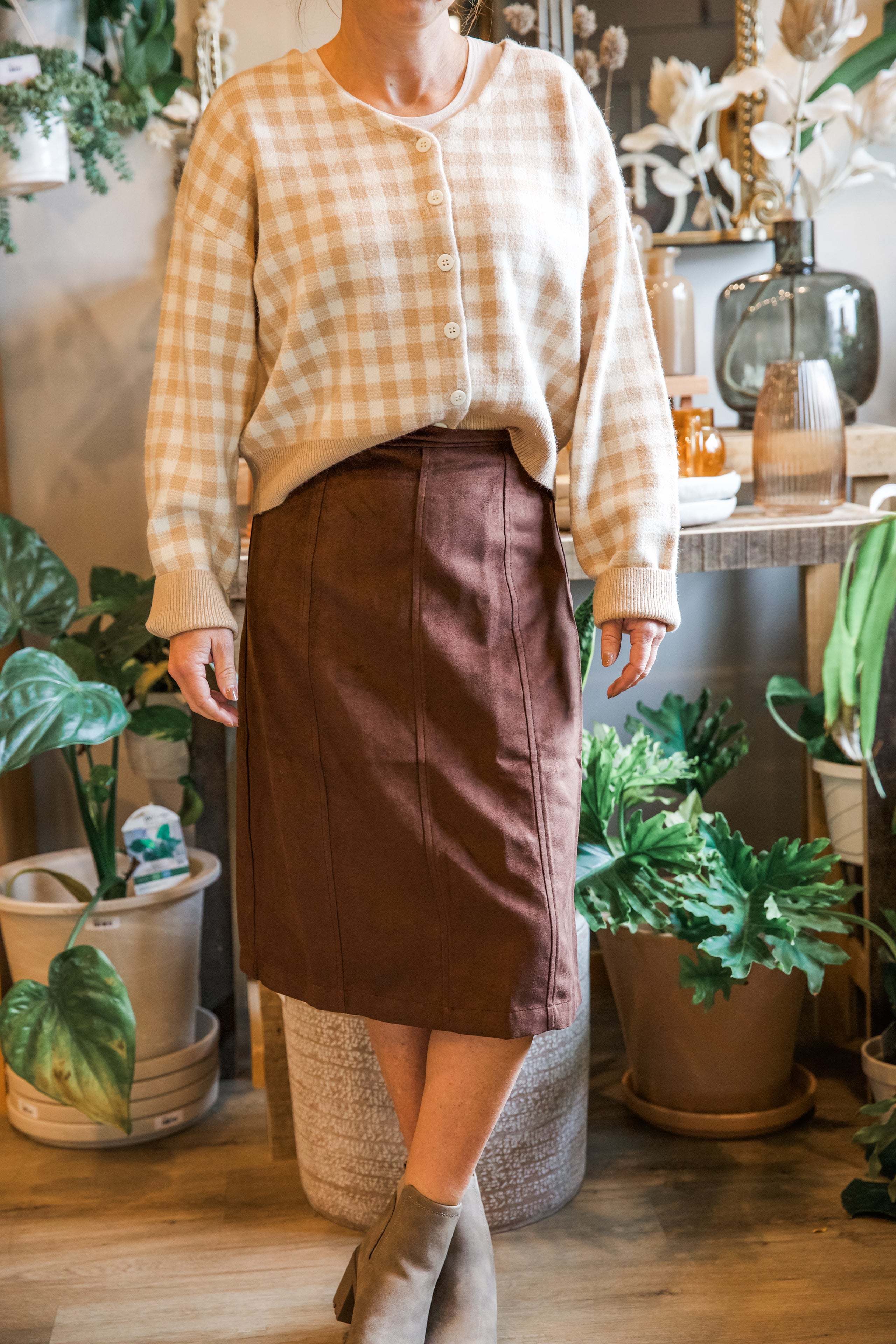 suede skirt LEAF LINEN